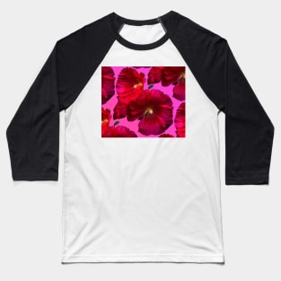 Pink Hollyhock with Pink Background Baseball T-Shirt